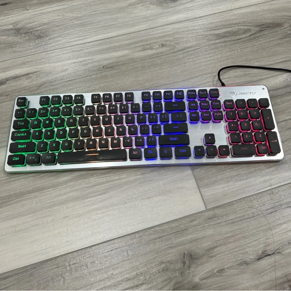 EUC LANGTU Membrane Gaming Keyboard Colorful LED Backlit Keyboard, USB Wired